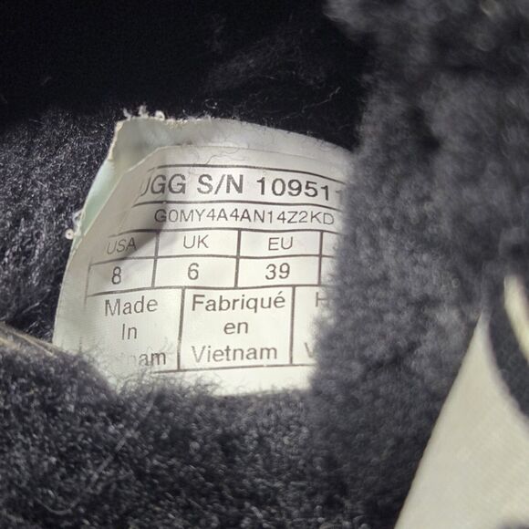 UGG Australia Fluff Yeah Womens Sz 8 Black Sheepskin Elastic Comfy Winter Slides - Picture 8 of 10